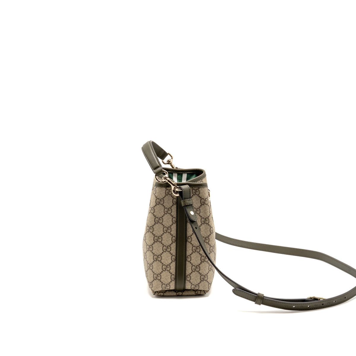 Gucci Small GG Emblem Bucket Bag GG Supreme Canvas/Leather Beige/Khaki LGHW