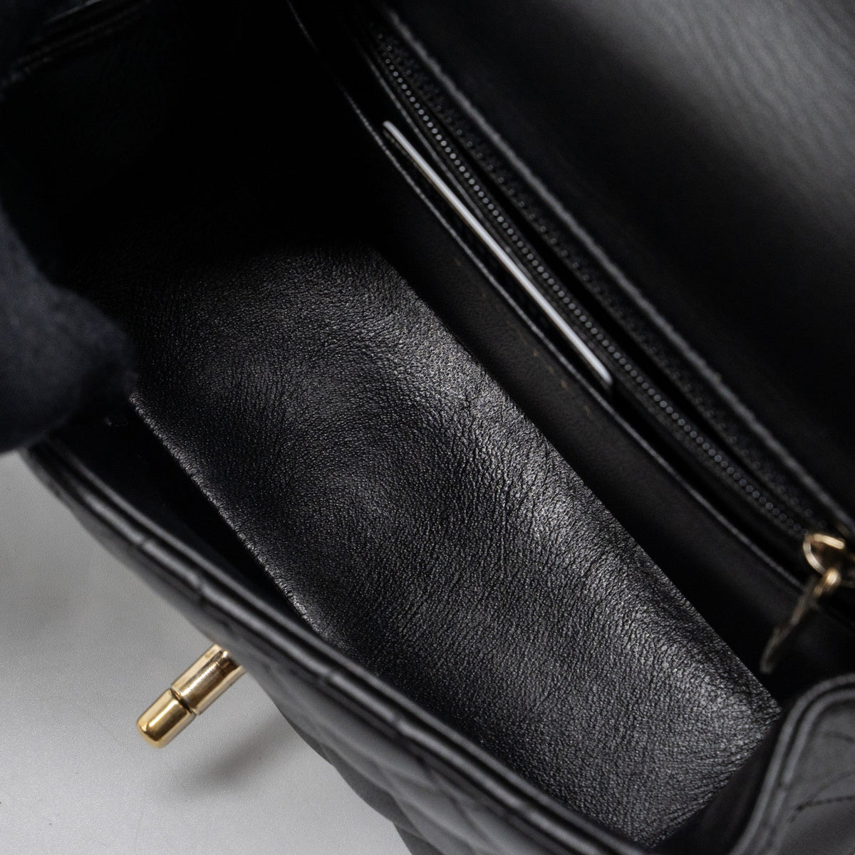 CHANEL MINI SQUARE FLAP BAG LAMBSKIN BLACK GHW