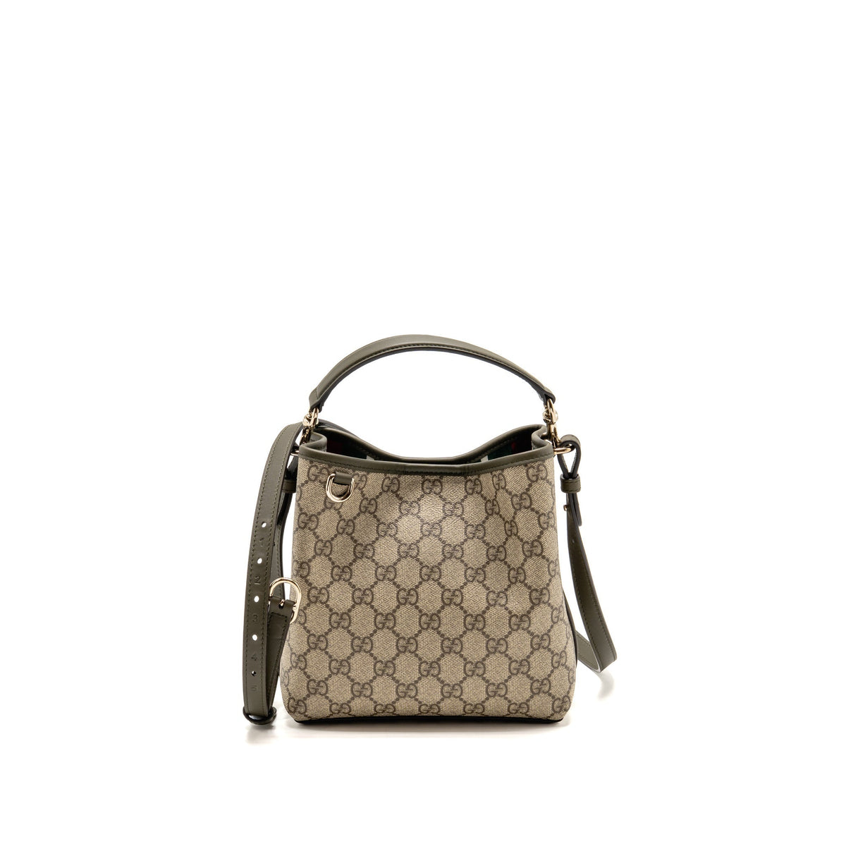 Gucci Small GG Emblem Bucket Bag GG Supreme Canvas/Leather Beige/Khaki LGHW