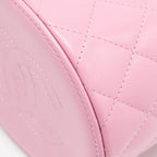 CHANEL TOP HANDLE ROUND VANITY CASE LAMBSKIN PINK LGHW