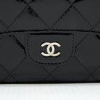 CHANEL CLASSIC FLAP LONG WALLET PATENT BLACK SHW