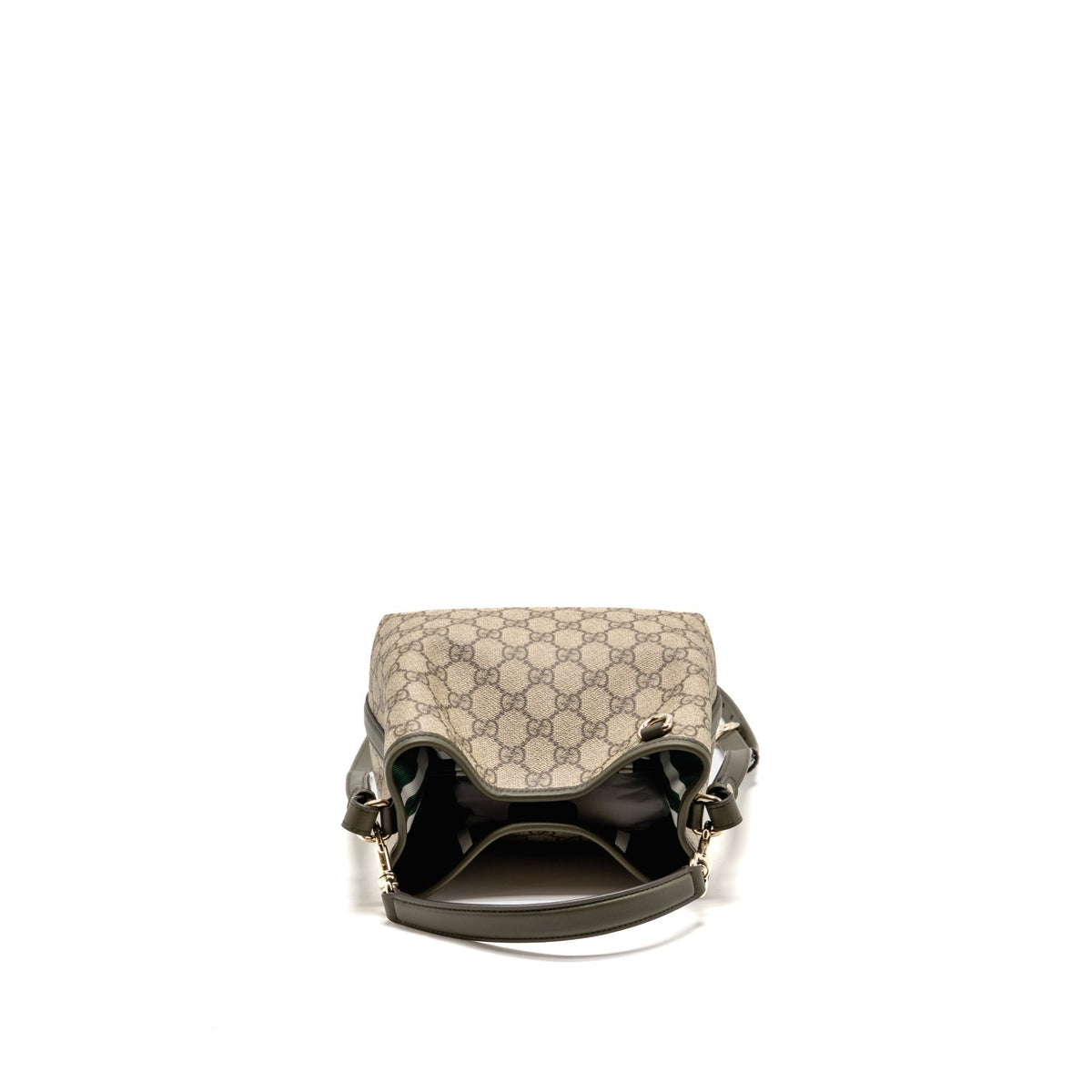 Gucci Small GG Emblem Bucket Bag GG Supreme Canvas/Leather Beige/Khaki LGHW