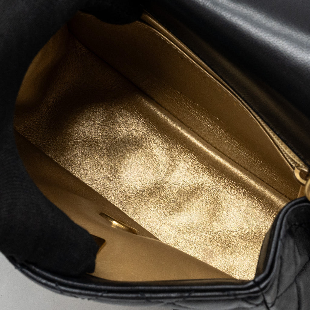 CHANEL PEARL CRUSH MINI SQUARE FLAP BAG LAMBSKIN BLACK GHW (MICROCHIP)