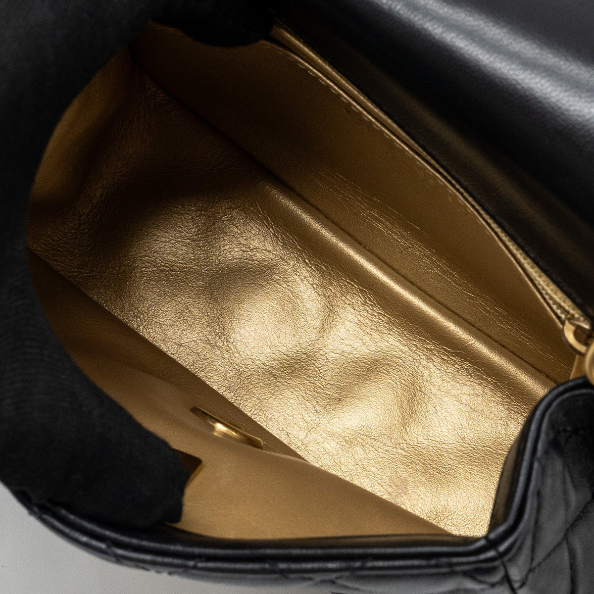 CHANEL PEARL CRUSH MINI SQUARE FLAP BAG LAMBSKIN BLACK GHW (MICROCHIP)