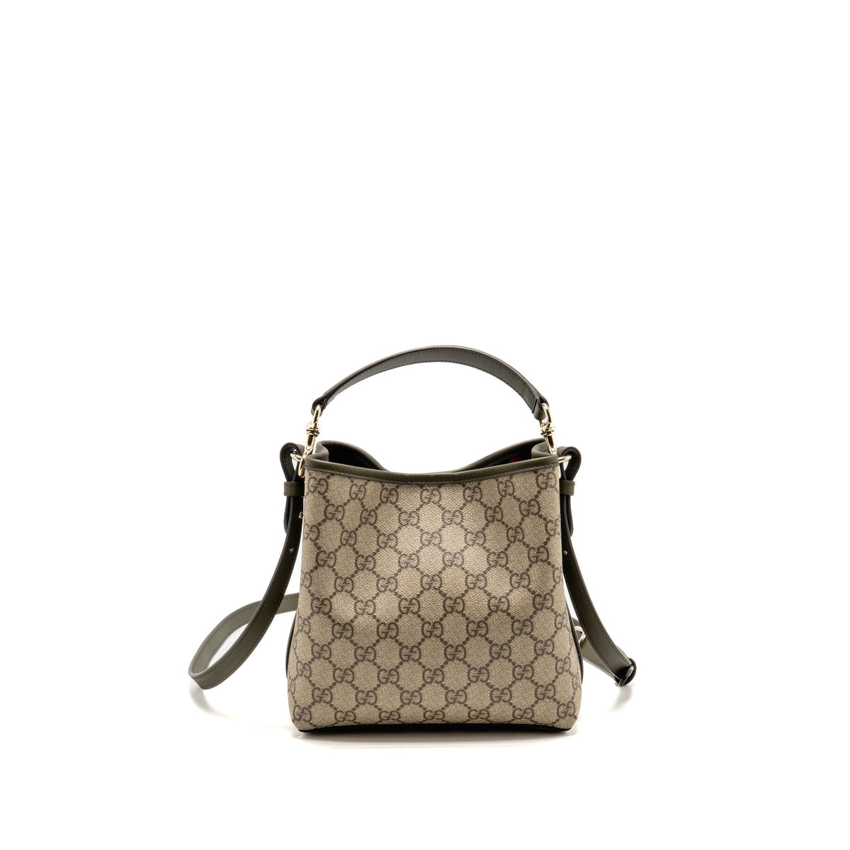 Gucci Small GG Emblem Bucket Bag GG Supreme Canvas/Leather Beige/Khaki LGHW