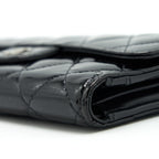 CHANEL CLASSIC FLAP LONG WALLET PATENT BLACK SHW