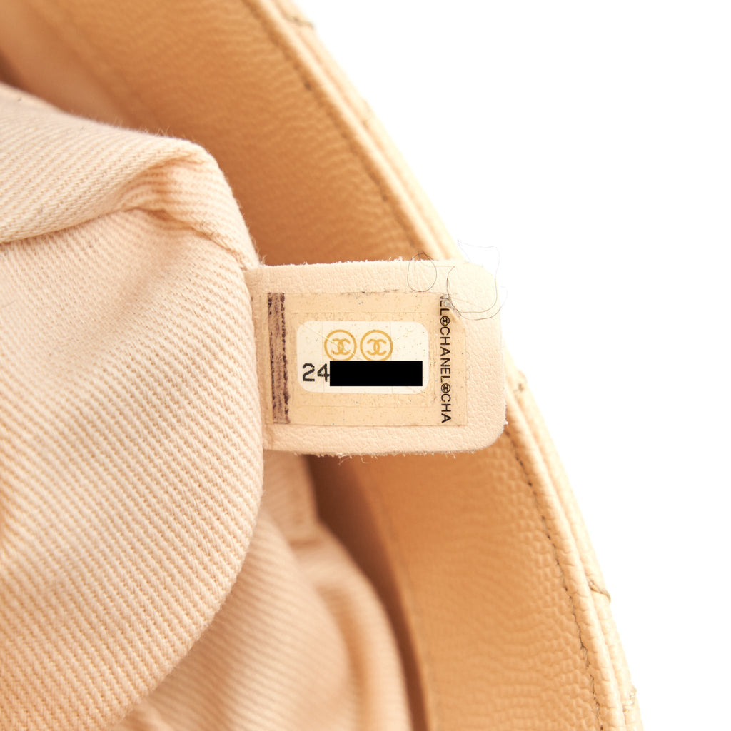 CHANEL CAVIER LARGE COCO HANDLE FLAP BAG BEIGE GHW