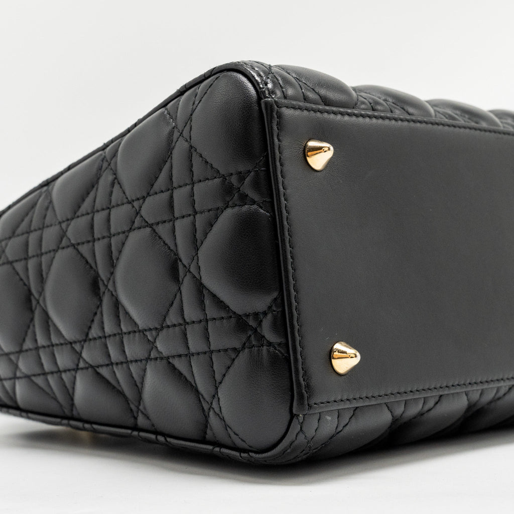 DIOR MEDIUM LADY DIOR LAMBSKIN BLACK LGHW