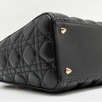 DIOR MEDIUM LADY DIOR LAMBSKIN BLACK LGHW