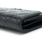 CHANEL CLASSIC FLAP LONG WALLET PATENT BLACK SHW