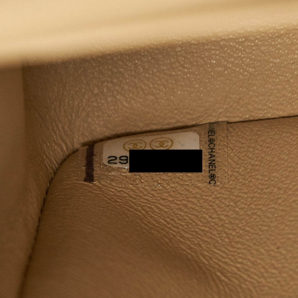 CHANEL MEDIUM CLASSIC DOUBLE FLAP BAG CAVIAR BEIGE SHW