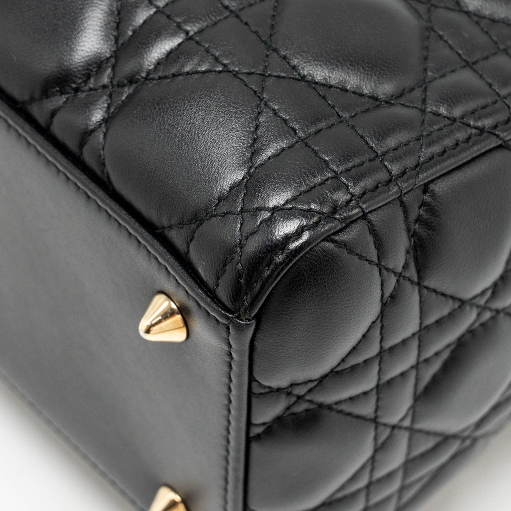 DIOR MEDIUM LADY DIOR LAMBSKIN BLACK LGHW