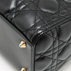DIOR MEDIUM LADY DIOR LAMBSKIN BLACK LGHW