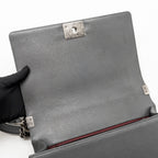 Chanel new medium boy bag goatskin/patent grey ruthenium silver hardware