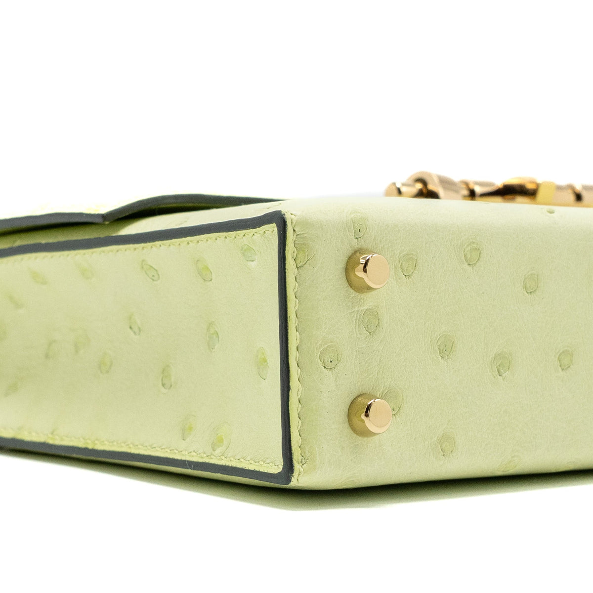 Hermes Mini Verrou Ostrich R9 Jaune Bourgeon GHW