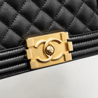 CHANEL SMALL BOY BAG CAVIAR BLACK GHW (MICROCHIP)
