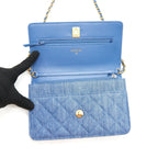 CHANEL 22C PEARL CRUSH WALLET ON CHAIN DENIM GHW