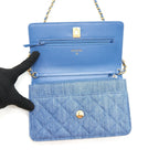 CHANEL 22C PEARL CRUSH WALLET ON CHAIN DENIM GHW