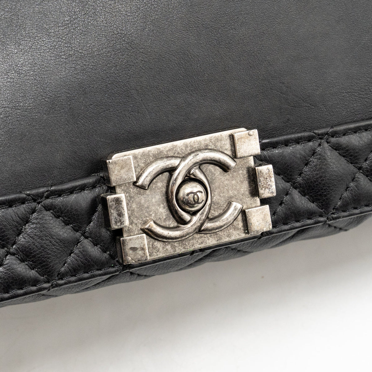 Chanel new medium boy bag soft calfskin black ruthenium silver hardware