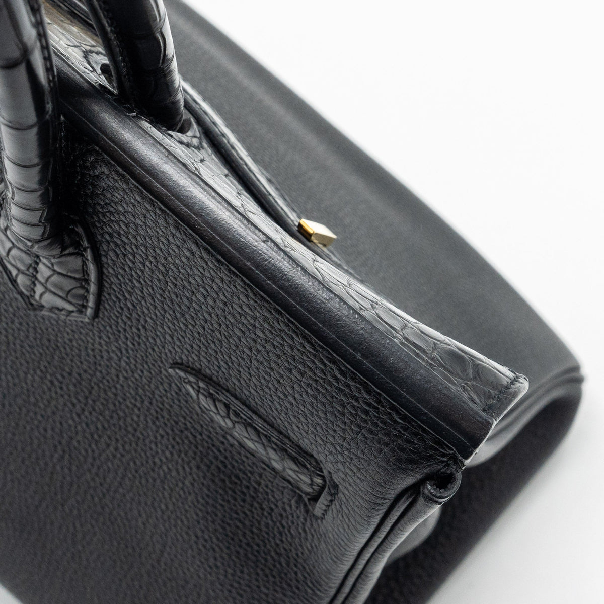 HERMES BIRKIN 30 ALLIGATOR MAT TOUCH TOGO BLACK GHW