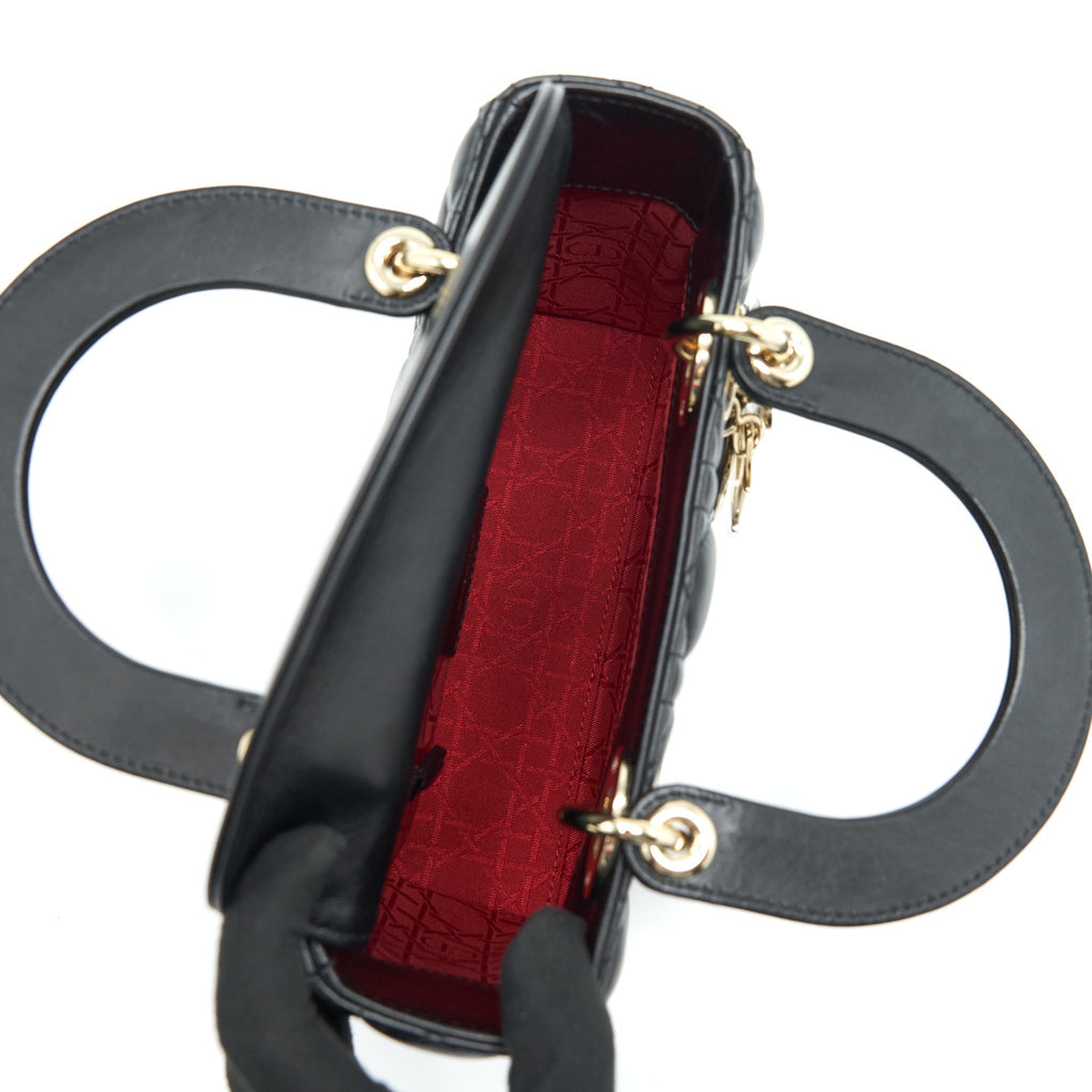 DIOR LADY DIOR SMALL MY ABC BAG LAMBSKIN BLACK LGHW