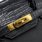 HERMES BIRKIN 30 ALLIGATOR MAT TOUCH TOGO BLACK GHW