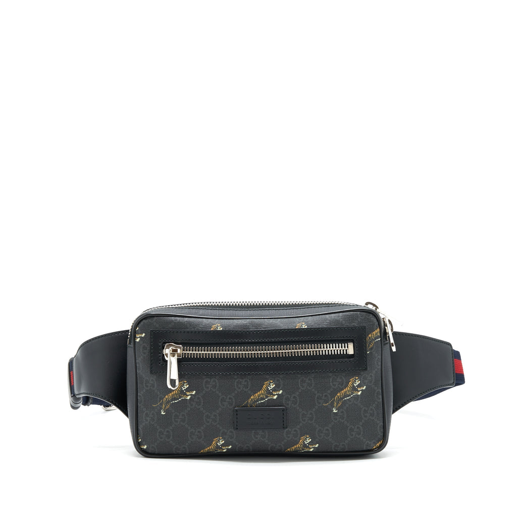 GUCCI GG SUPREME/ TIGER BELT BAG BLACK SHW