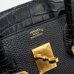 HERMES BIRKIN 30 ALLIGATOR MAT TOUCH TOGO BLACK GHW