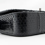 CHANEL MEDIUM CLASSIC DOUBLE FLAP BAG PYTHON BLACK SHW