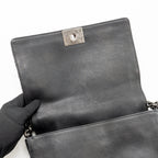 Chanel new medium boy bag soft calfskin black ruthenium silver hardware