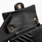 CHANEL MINI RECTANGULAR FLAP BAG CHEVRON LAMBSKIN BLACK LGHW