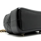 CHANEL SMALL GABRIELLE BACKPACK AGED CALFSKIN BLACK RUTHENIUM HARDWARE (MICROCHIP)