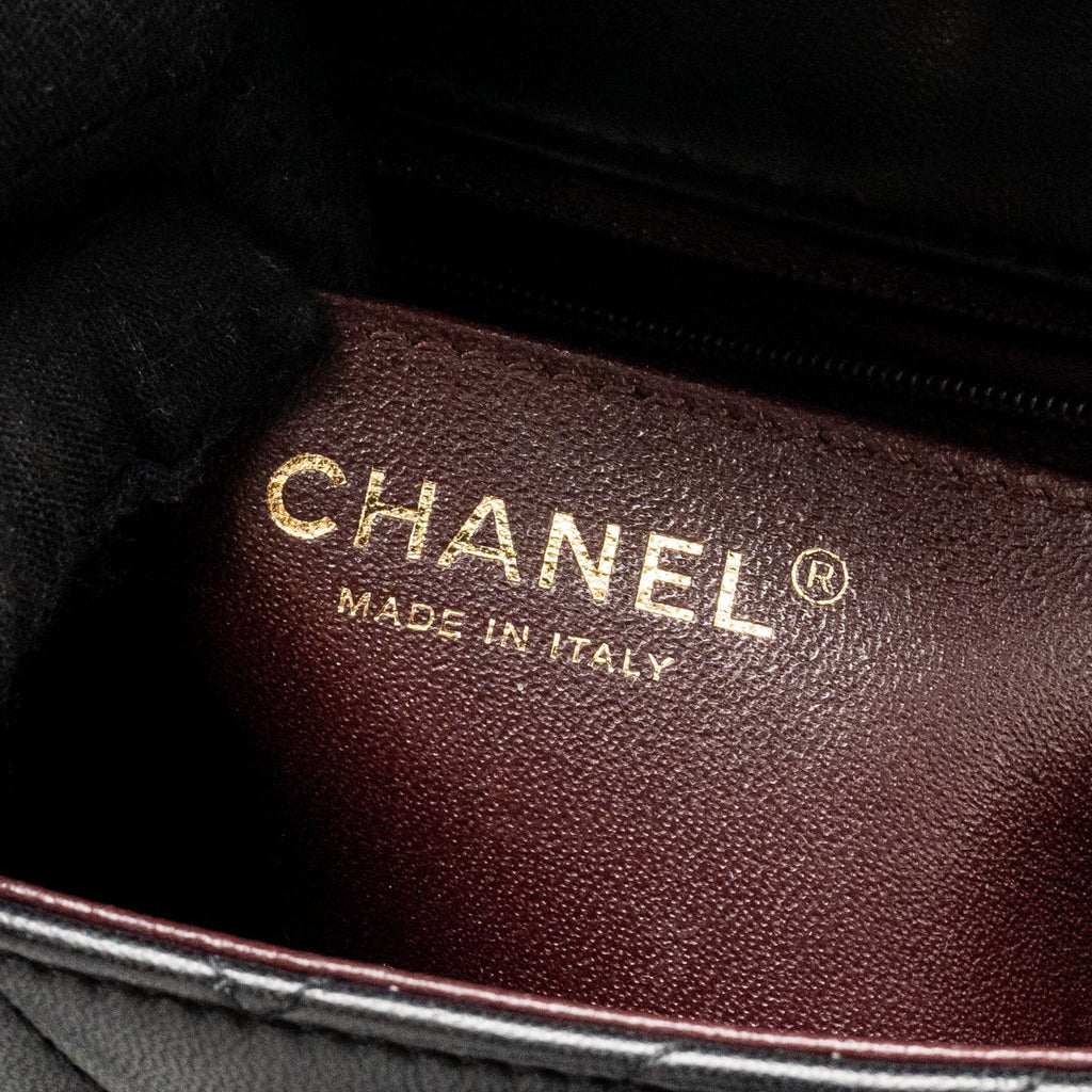 CHANEL MINI RECTANGULAR FLAP BAG CHEVRON LAMBSKIN BLACK LGHW