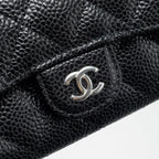 CHANEL CLASSIC FLAP CARD HOLDER CAVIAR BLACK SHW (MICROCHIP)