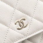 CHANEL CLASSIC WALLET ON CHAIN CAVIAR WHITE LGHW (MICROCHIP)