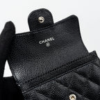 CHANEL CLASSIC FLAP CARD HOLDER CAVIAR BLACK SHW (MICROCHIP)