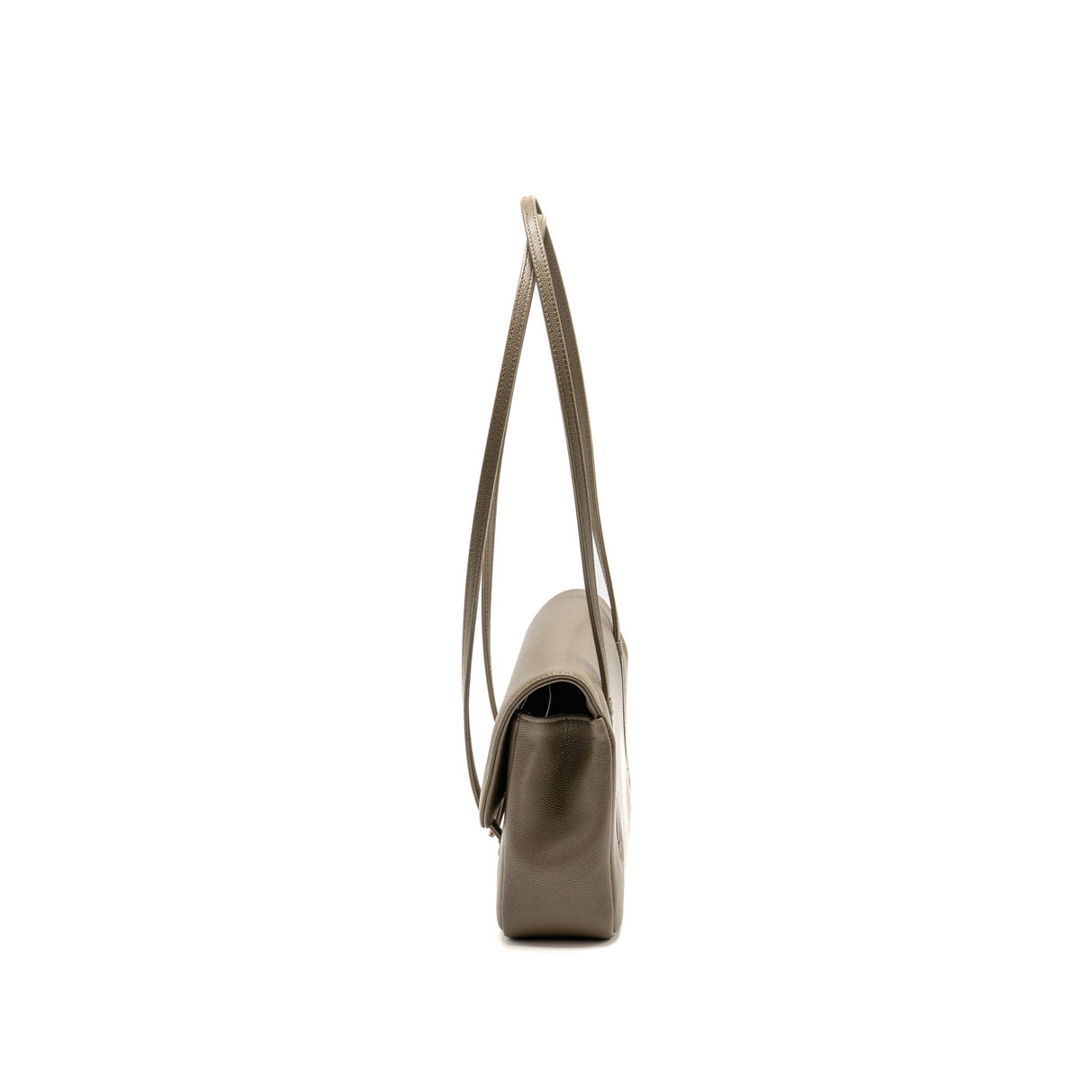 Chanel Small Preppy Coco Shoulder Flap Bag Grained Shiny Calfskin Dark Khaki GHW (Microchip)
