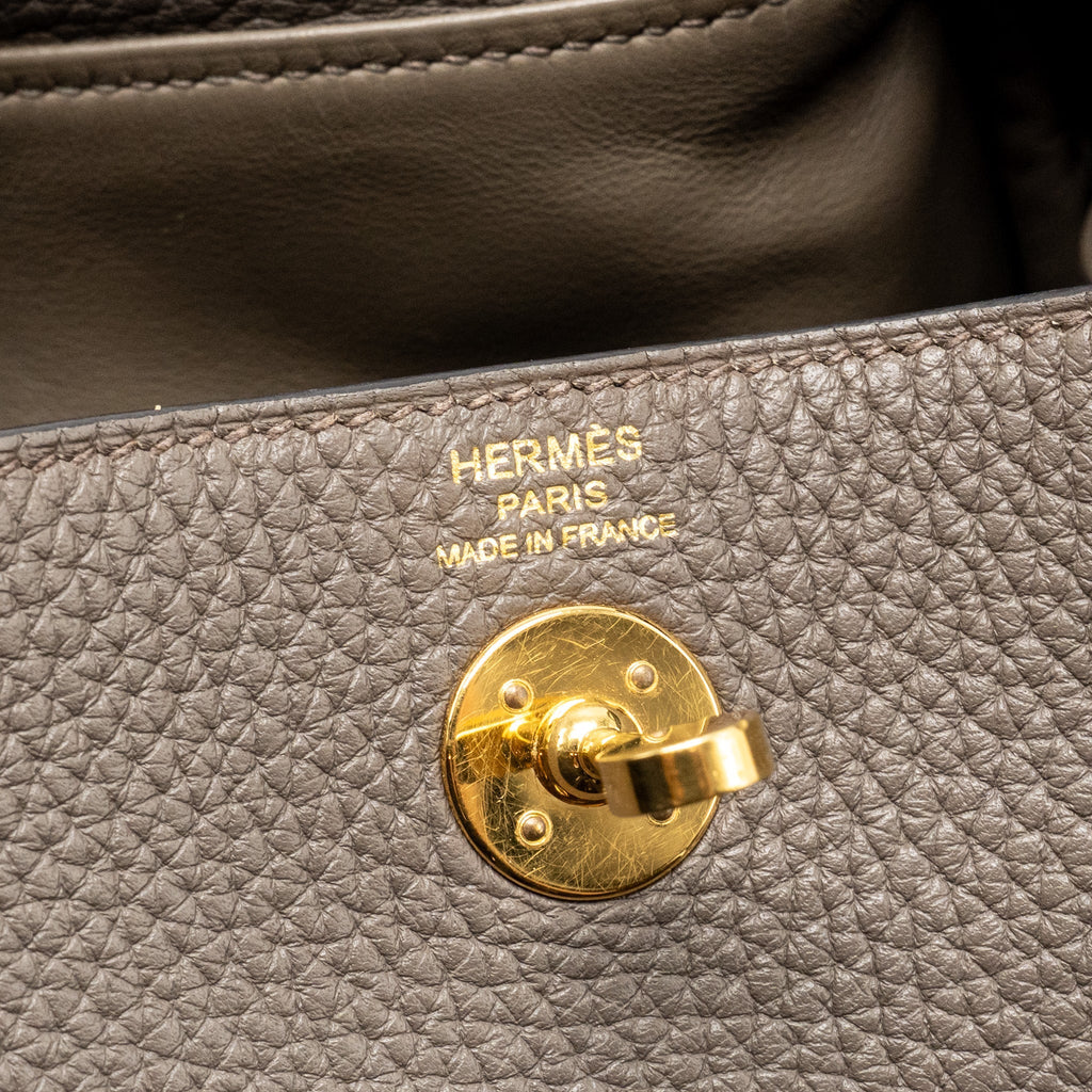 Hermes Mini Lindy Clemence Gris Etain GHW
