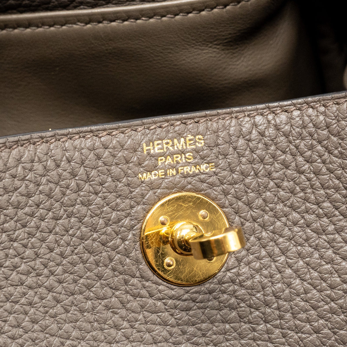 Hermes Mini Lindy Clemence Gris Etain GHW
