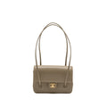Chanel Small Preppy Coco Shoulder Flap Bag Grained Shiny Calfskin Dark Khaki GHW (Microchip)