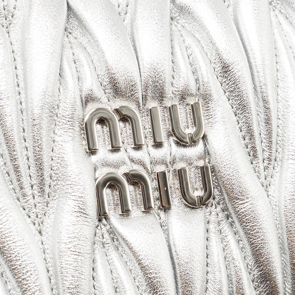 Miu Miu wander hobo bag Nappa leather silver SHW