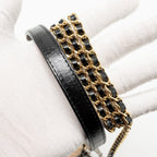 CHANEL GABRIELLE DOUBLE ZIP CLUTCH ON CHAIN CALFSKIN BEIGE / BLACK MULTICOLOR HARDWARE