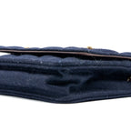 CHANEL 18A CHARMING NAVY WALLET ON CHAIN WOOL/CALFSKIN NAVY GHW