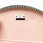 CHANEL 22B TOP HANDLE MINI ROUND VANITY CASE WITH CHAIN SHINY LAMBSKIN BLACK LGHW (MICROCHIP)