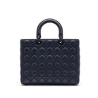 Dior Large Lady Dior Cannage Calfskin Dark Blue with Dark Blue Hardware