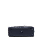 Dior Large Lady Dior Cannage Calfskin Dark Blue with Dark Blue Hardware