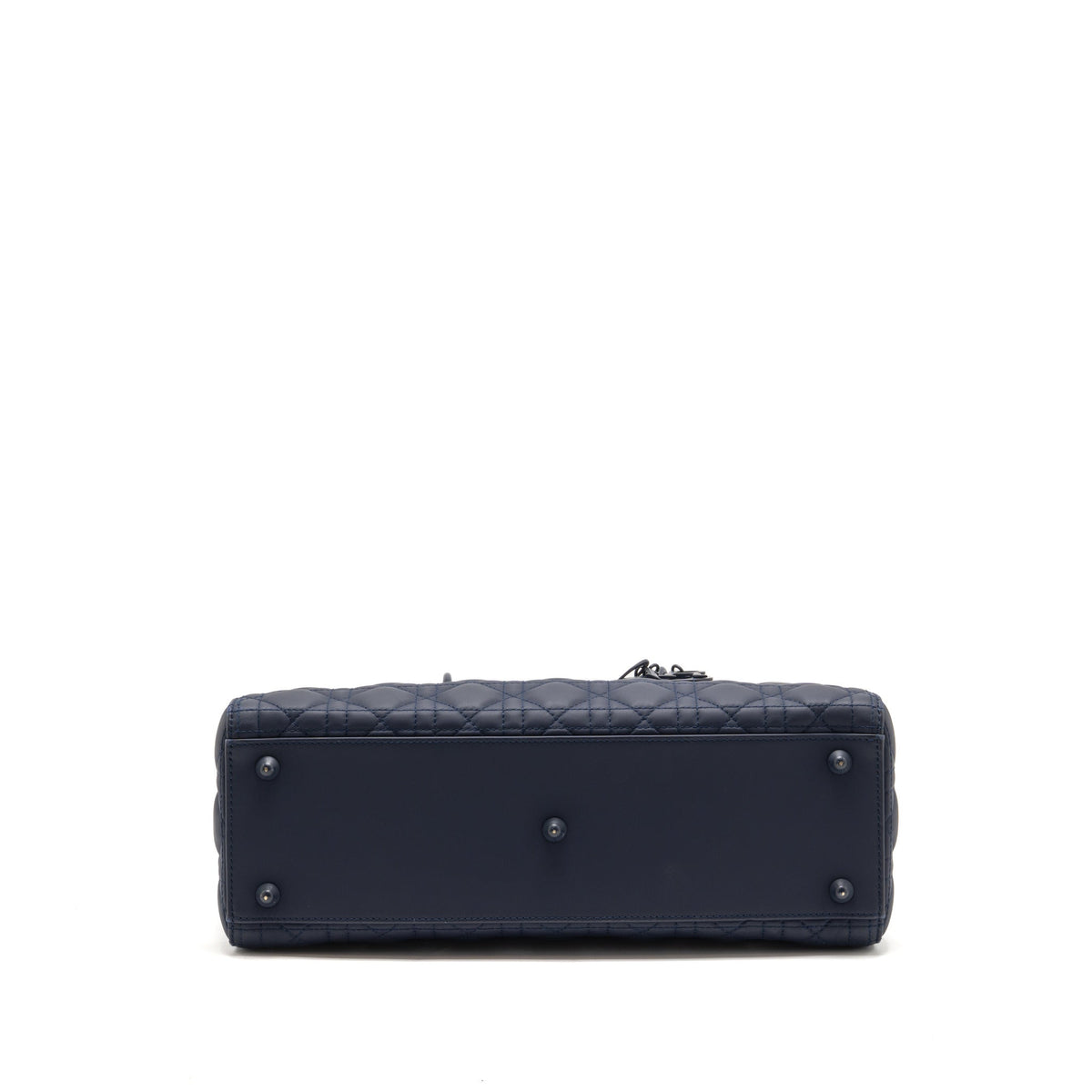 Dior Large Lady Dior Cannage Calfskin Dark Blue with Dark Blue Hardware