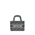 DIOR MINI BOOK TOTE BLUE OBLIQUE EMBROIDERY
