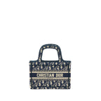 DIOR MINI BOOK TOTE BLUE OBLIQUE EMBROIDERY