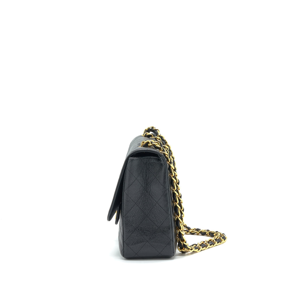 CHANEL VINTAGE JUMBO SINGLE FLAP CAVIAR BLACK GHW
